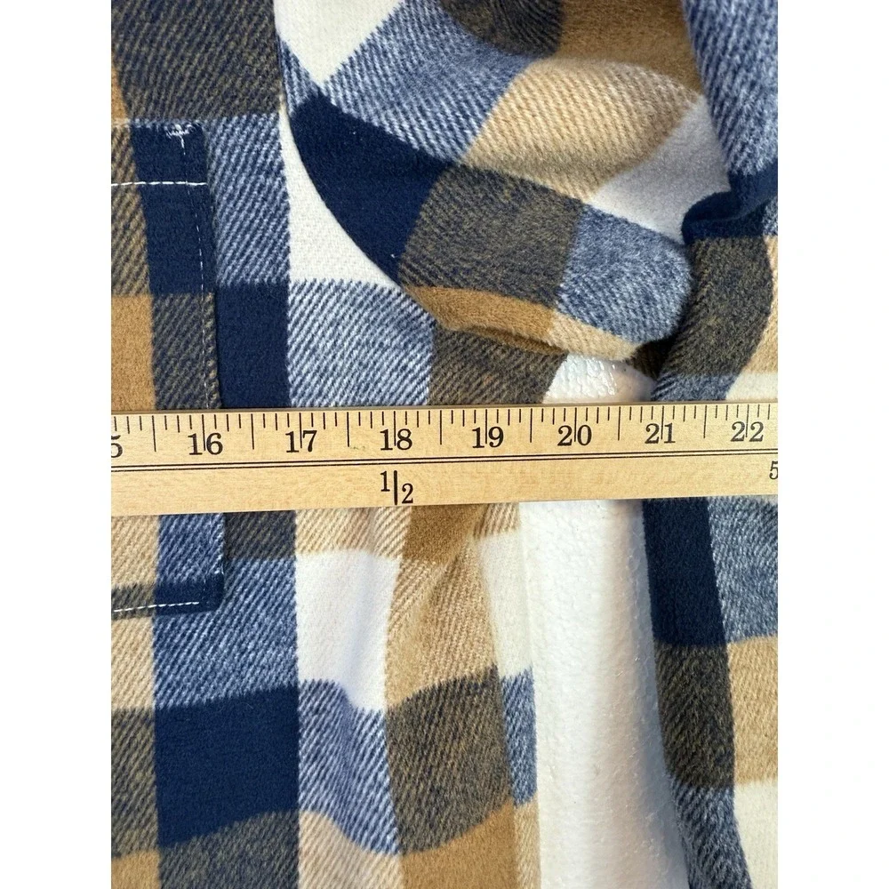 Old Navy Boys Blue Plaid Flannel Button‎ Up Shirt XL 14/16 Long Sleeve Cotton